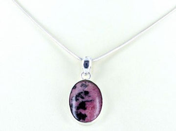 Rhodonite Oval Cabochon Pendant
