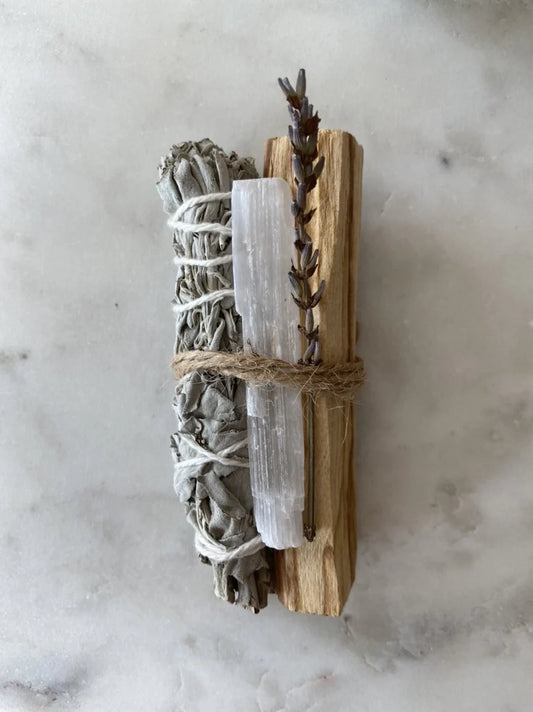 SAGE • PALO SANTO • SELENITE – SPIRITUAL CLEANSING TRIO