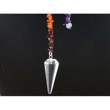 Quartz Faceted Cone Chakra Chain Pendulum