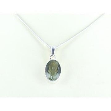 Amethyst, Green Faceted Oval Pendant