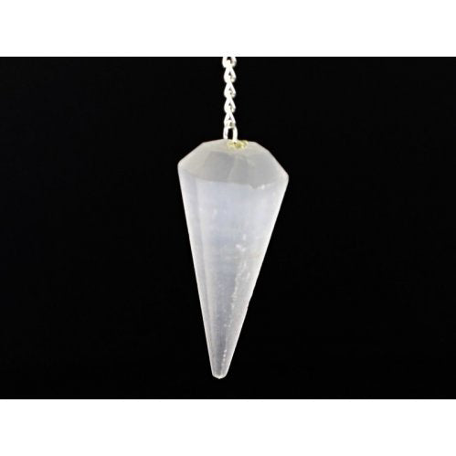 Selenite Faceted Cone Pendulum