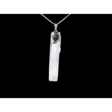 Selenite With Amethyst Pendant