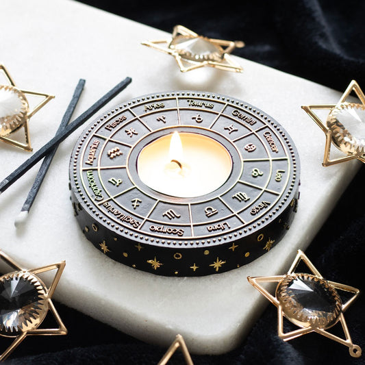 ASTROLOGY WHEEL TEALIGHT CANDLE HOLDER