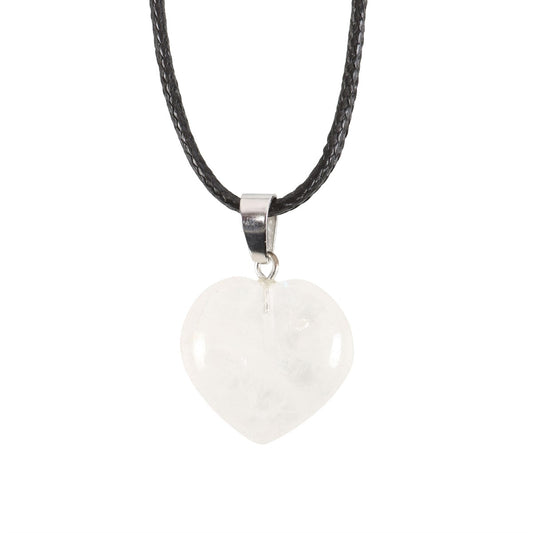 CLEAR QUARTZ HEALING CRYSTAL HEART NECKLACE