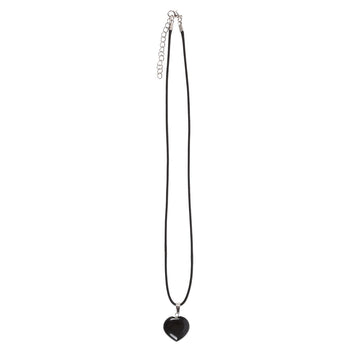 BLACK OBSIDIAN HEALING CRYSTAL HEART NECKLACE