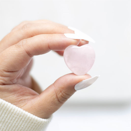 I LOVE YOU ROSE QUARTZ CRYSTAL HEART IN A BAG