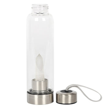 CLEAR QUARTZ ENERGISING GLASS WATER BOTTLE