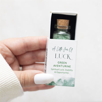 JAR OF LUCK AVENTURINE CRYSTAL IN A MATCHBOX