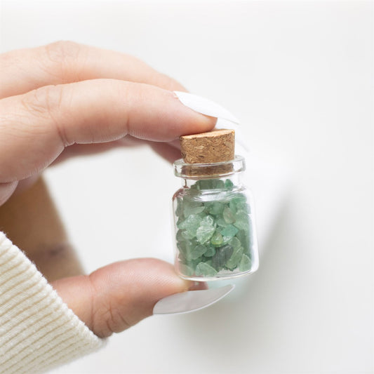 JAR OF LUCK AVENTURINE CRYSTAL IN A MATCHBOX