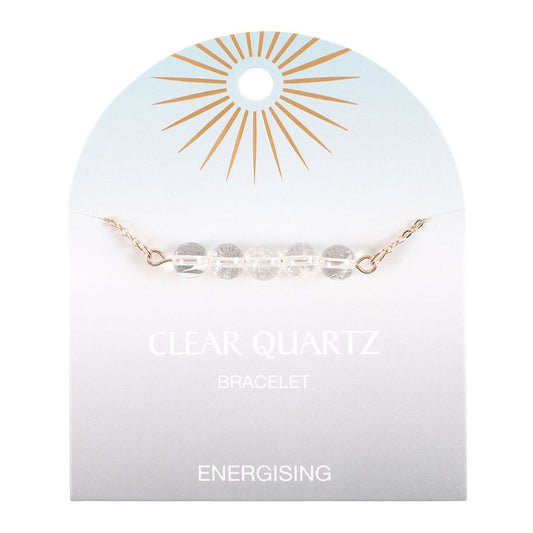 CLEAR QUARTZ CRYSTAL BEADED CHAIN BRACELET