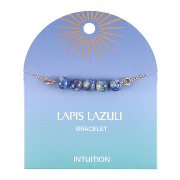 LAPIS LAZULI CRYSTAL BEADED CHAIN BRACELET