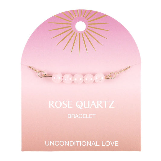ROSE QUARTZ CRYSTAL BEADED CHAIN BRACELET