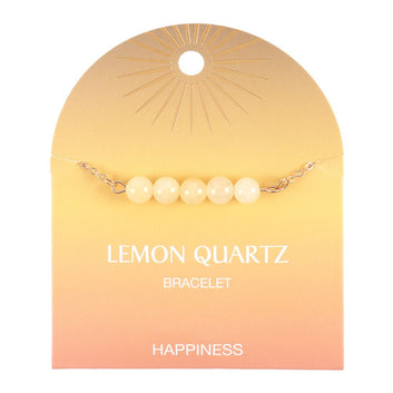 LEMON QUARTZ CRYSTAL BEADED CHAIN BRACELET