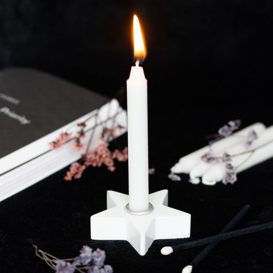 WHITE STAR SPELL CANDLE HOLDER