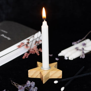 NATURAL WOODEN STAR SPELL CANDLE HOLDER