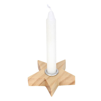 NATURAL WOODEN STAR SPELL CANDLE HOLDER