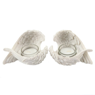 BOX OF 2 WINGED CANDLE HOLDERS