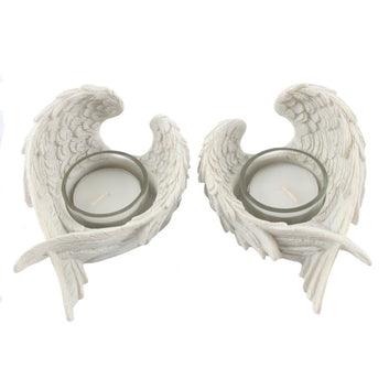 BOX OF 2 WINGED CANDLE HOLDERS