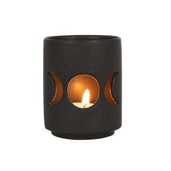SMALL BLACK TRIPLE MOON CUT OUT TEALIGHT HOLDER