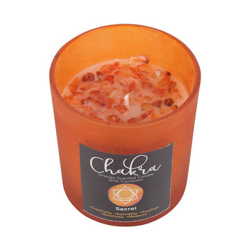 SACRAL CHAKRA ORANGE CRYSTAL CHIP CANDLE