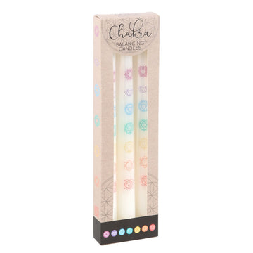 SET OF 3 CHAKRA BALANCING TAPER DINNER CANDLES