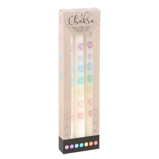 SET OF 3 CHAKRA BALANCING TAPER DINNER CANDLES