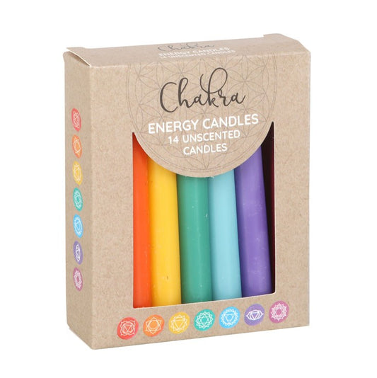 PACK OF 14 UNSCENTED CHAKRA ENERGY CANDLES