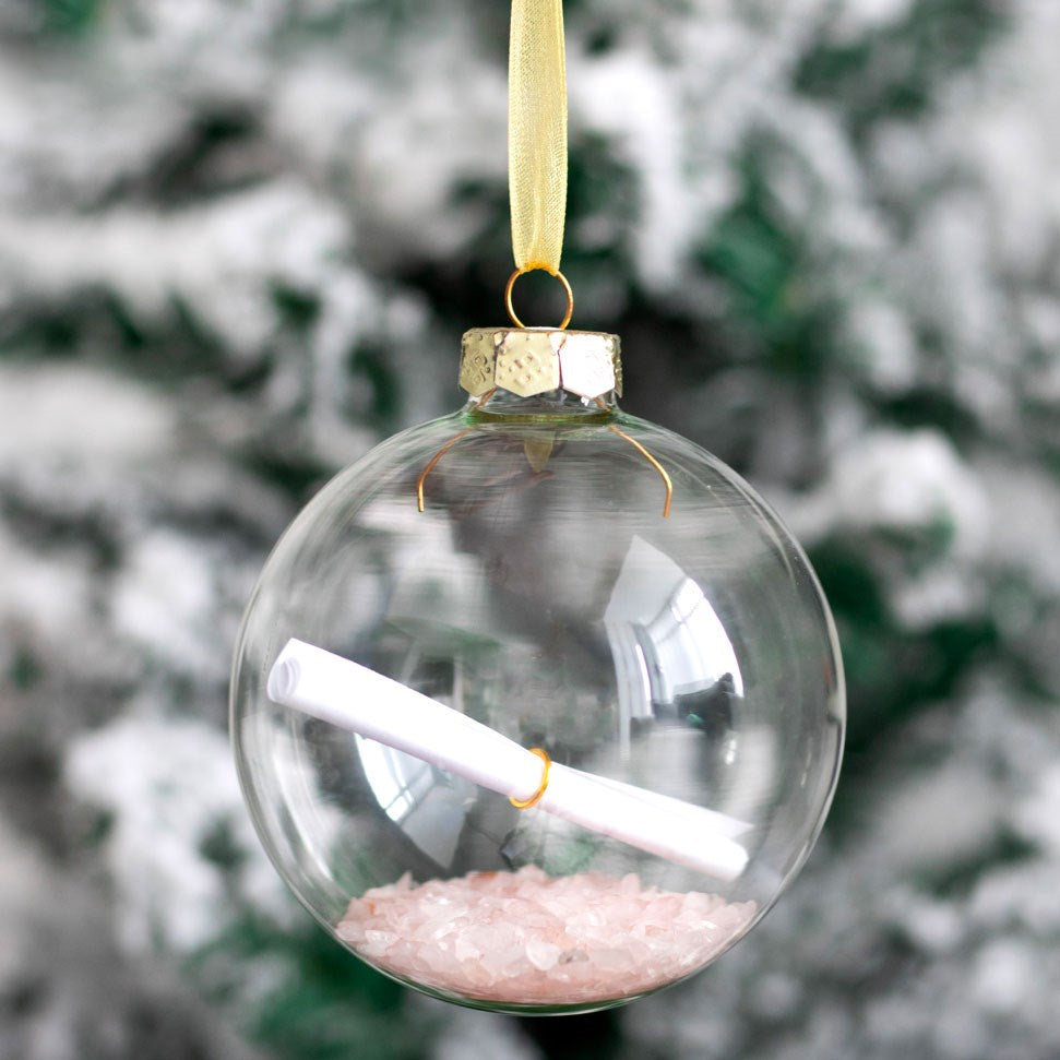 ROSE QUARTZ MANIFESTATION GLASS CHRISTMAS BAUBLE KIT