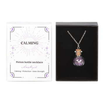 CALMING AMETHYST CRYSTAL CHIP POTION BOTTLE NECKLACE