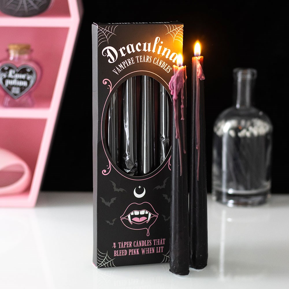 SET OF 4 PINK VAMPIRE TEARS TAPER CANDLES