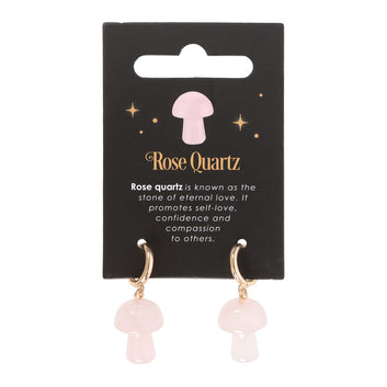 ROSE QUARTZ CRYSTAL MUSHROOM EARRINGS