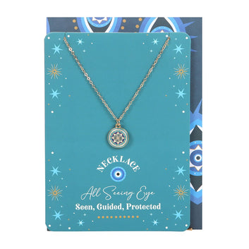 ALL SEEING EYE NECKLACE ON GREETING CARD