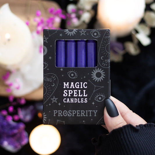 PACK OF 12 PURPLE 'PROSPERITY' SPELL CANDLES