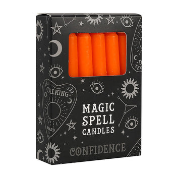 PACK OF 12 ORANGE 'CONFIDENCE' SPELL CANDLES