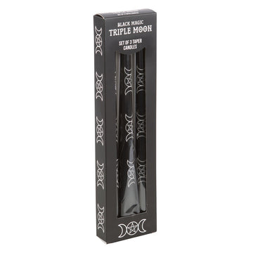 SET OF 3 BLACK MAGIC TRIPLE MOON TAPER CANDLES