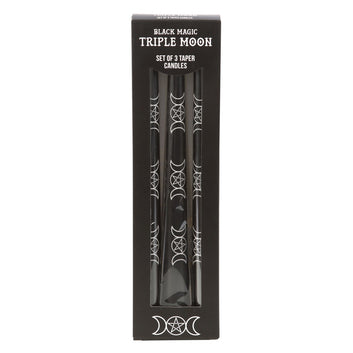 SET OF 3 BLACK MAGIC TRIPLE MOON TAPER CANDLES