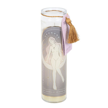 SELENE GODDESS TUBE CANDLE WITH AMETHYST CRYSTALS