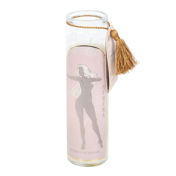 ATHENA GODDESS TUBE CANDLE WITH CLEAR QUARTZ CRYSTALS