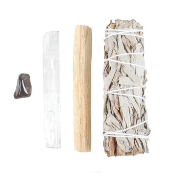 NEGATIVE ENERGY SMUDGE KIT WITH HEMATITE