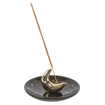 GOLD CRESCENT MOON INCENSE STICK HOLDER