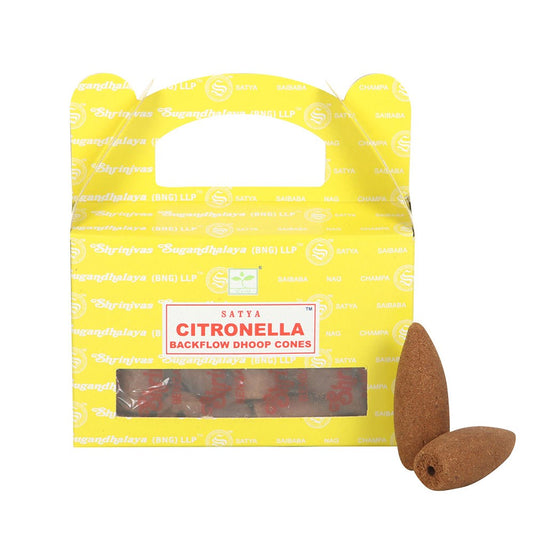 CITRONELLA BACKFLOW DHOOP INCENSE CONES BY SATYA