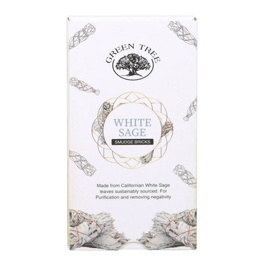 GREEN TREE WHITE SAGE SMUDGE BRICKS WITH HOLDER