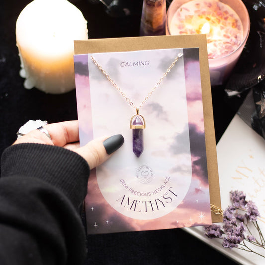 AMETHYST CRYSTAL NECKLACE GREETING CARD
