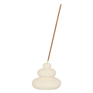 CREAM SPECKLE BALANCING STONES INCENSE STICK HOLDER