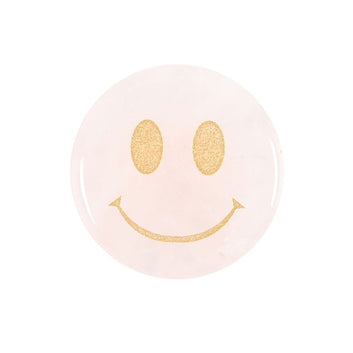 YOU ARE LOVED ROSE QUARTZ HAPPY FACE CRYSTAL