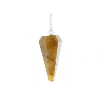 Quartz, Golden Faceted Cone Pendulum