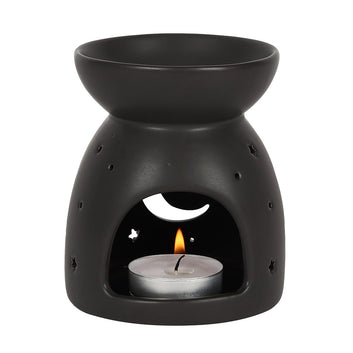 BLACK MYSTICAL MOON CUT OUT OIL BURNER