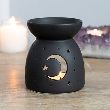 BLACK MYSTICAL MOON CUT OUT OIL BURNER
