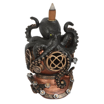 KRAKEN ON DIVER'S HELMET BACKFLOW INCENSE BURNER