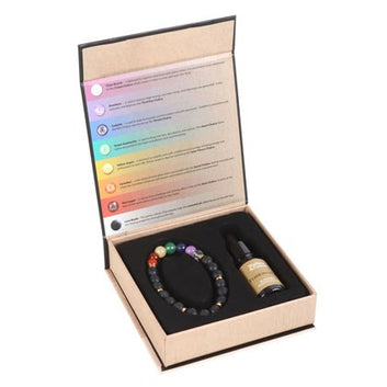 SEVEN CHAKRA MIXED GEMSTONE ESSENTIAL OIL BRACELET